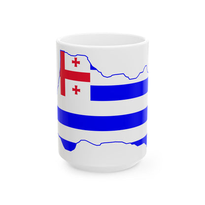Flag map of Adjara (Georgia) White Coffee Mug-15oz-Go Mug Yourself