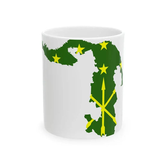 Flag-map of Adygea (Russia) White Coffee Mug 11oz - Go Mug Yourself