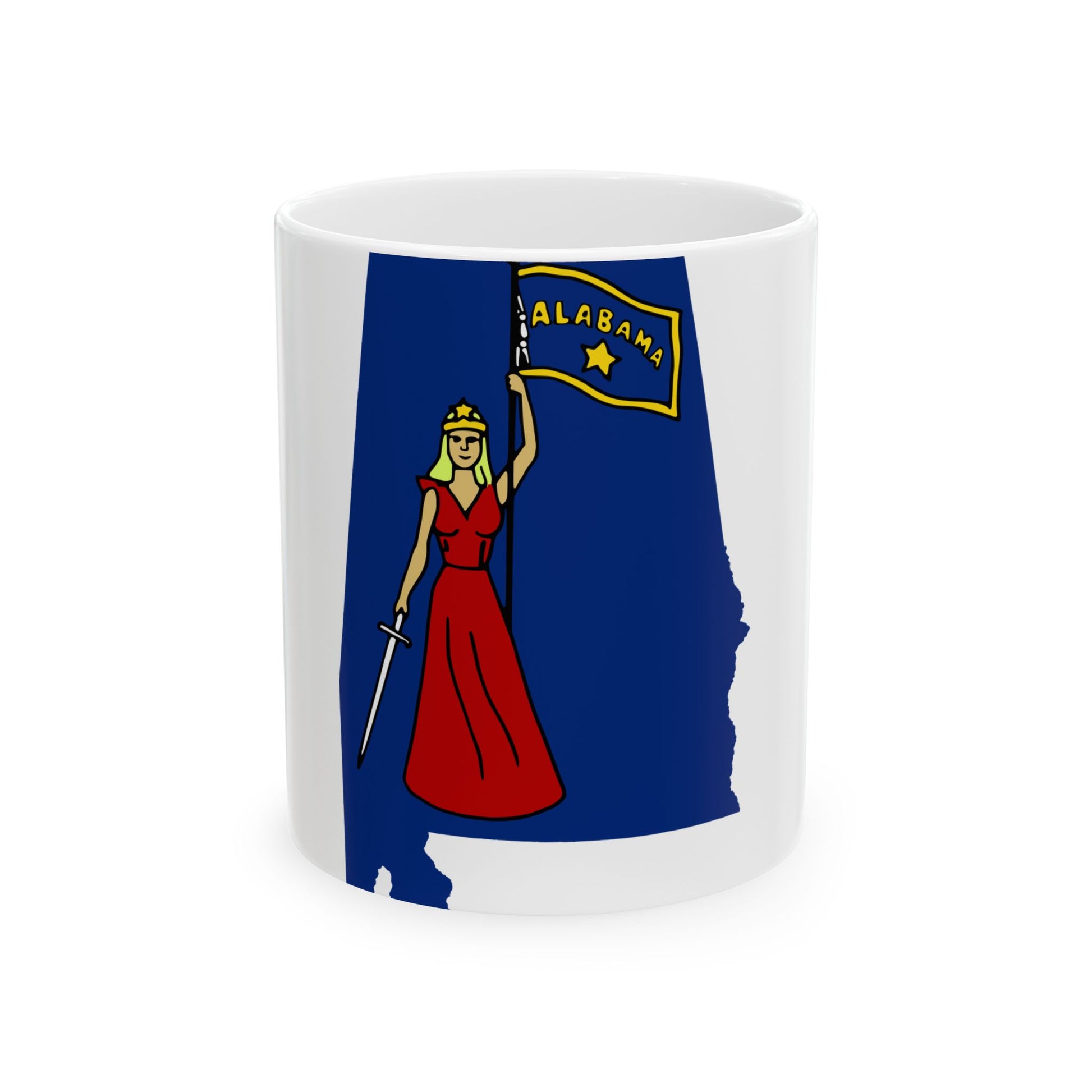 Flag-map of Alabama 1861 (United States) White Coffee Mug-11oz-Go Mug Yourself
