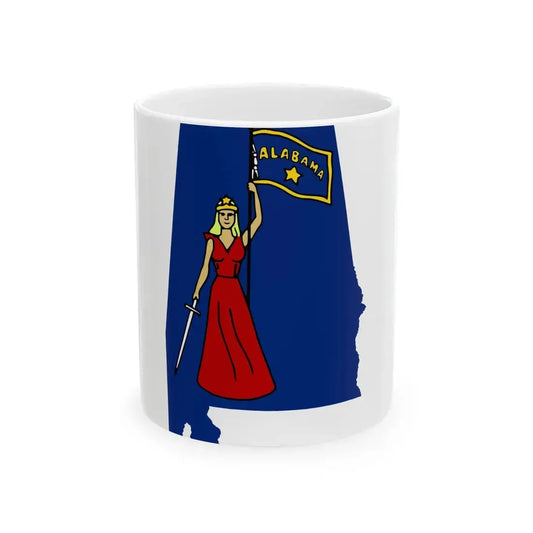 Flag-map of Alabama 1861 (United States) White Coffee Mug 11oz - Go Mug Yourself