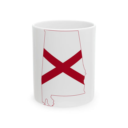 Flag-map of Alabama (United States) White Coffee Mug-11oz-Go Mug Yourself