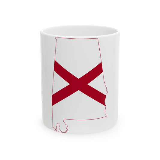 Flag-map of Alabama (United States) White Coffee Mug-11oz-Go Mug Yourself