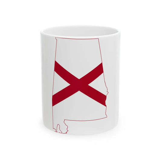 Flag-map of Alabama (United States) White Coffee Mug 11oz - Go Mug Yourself