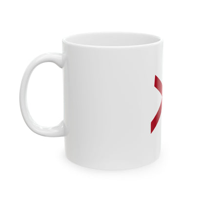 Flag-map of Alabama without stroke (United States) White Coffee Mug-Go Mug Yourself