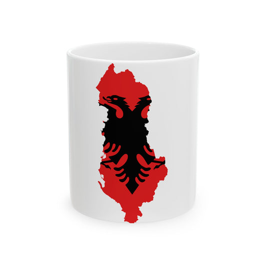 Flag map of Albania 1992-2002 (Albania) White Coffee Mug-11oz-Go Mug Yourself