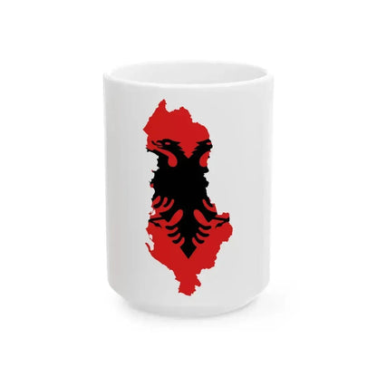 Flag map of Albania 1992-2002 (Albania) White Coffee Mug 15oz - Go Mug Yourself