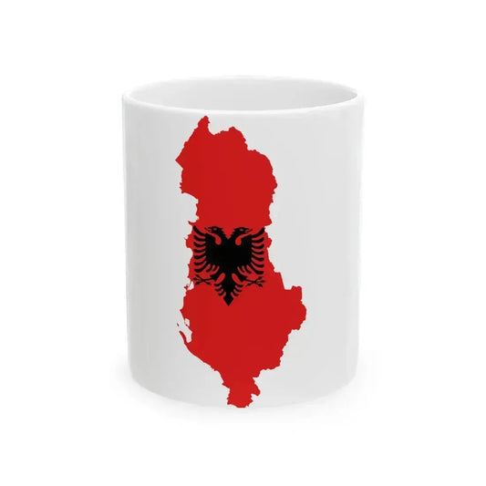 Flag-map of Albania (Albania) White Coffee Mug 11oz - Go Mug Yourself