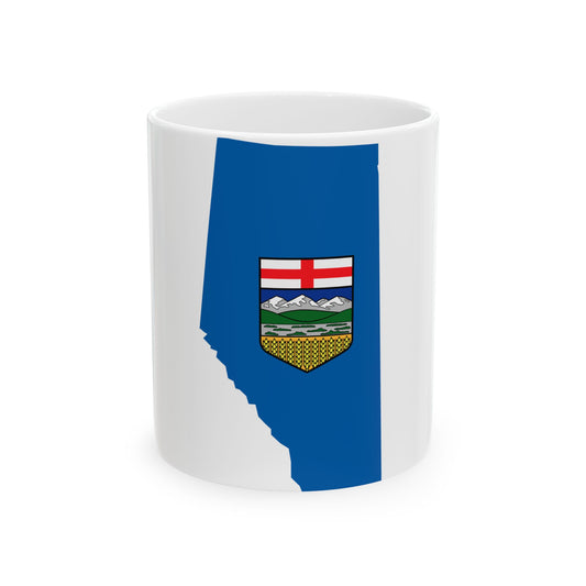 Flag-map of Alberta (Canada) White Coffee Mug-11oz-Go Mug Yourself