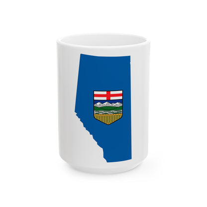 Flag-map of Alberta (Canada) White Coffee Mug-15oz-Go Mug Yourself