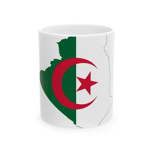 Flag map of Algeria (Algeria) White Coffee Mug 11oz - Go Mug Yourself