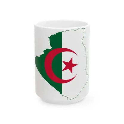 Flag map of Algeria (Algeria) White Coffee Mug 15oz - Go Mug Yourself
