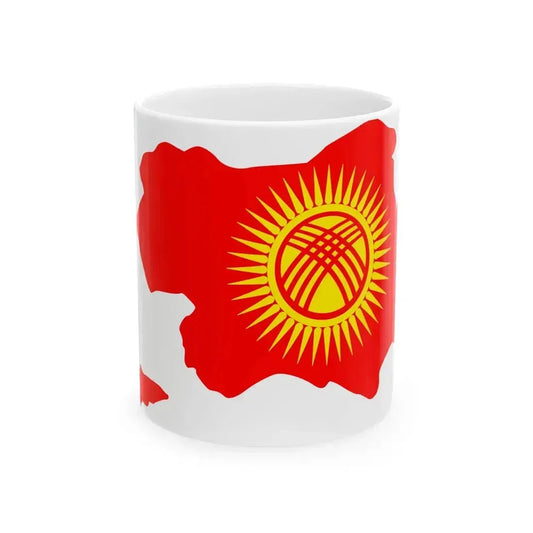 Flag map of all territories occupied by Kyrgyzstan (Kyrgyzstan) White Coffee Mug 11oz - Go Mug Yourself