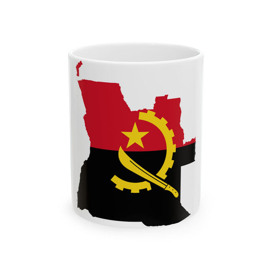 Flag map of Angola (Angola) White Coffee Mug-11oz-Go Mug Yourself
