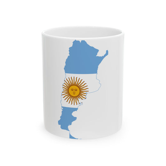 Flag map of Argentina (Argentina) White Coffee Mug-11oz-Go Mug Yourself