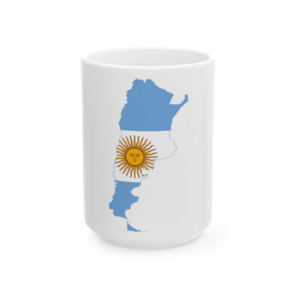 Flag map of Argentina (Argentina) White Coffee Mug-15oz-Go Mug Yourself