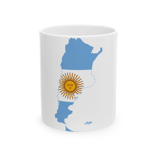 Flag-map of Argentina Falkland Islands (Argentina) White Coffee Mug-11oz-Go Mug Yourself