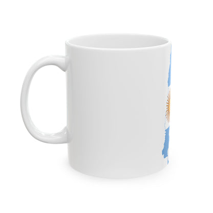 Flag-map of Argentina Falkland Islands (Argentina) White Coffee Mug-Go Mug Yourself