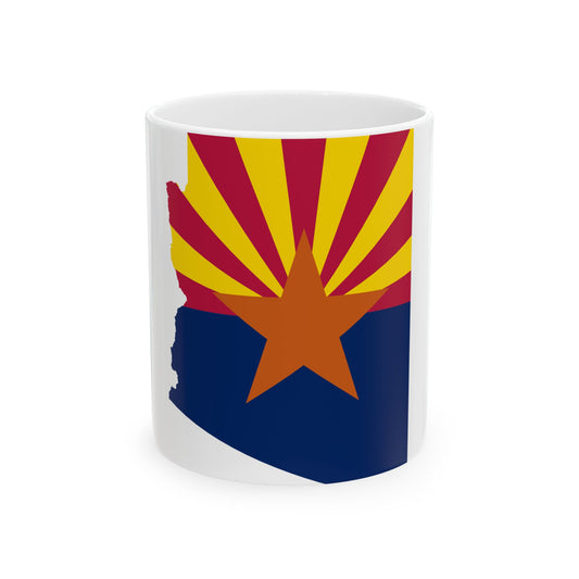 Flag map of Arizona (United States) White Coffee Mug-11oz-Go Mug Yourself