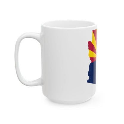 Flag map of Arizona (United States) White Coffee Mug-Go Mug Yourself