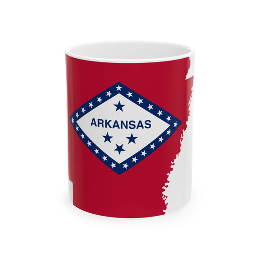Flag-map of Arkansas (United States) White Coffee Mug-11oz-Go Mug Yourself