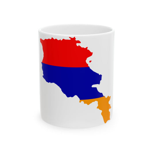 Flag map of Armenia new (Armenia) White Coffee Mug-11oz-Go Mug Yourself