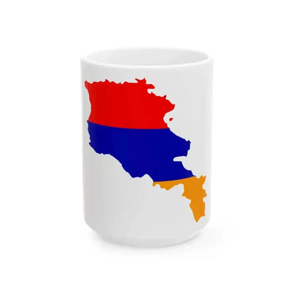 Flag map of Armenia new (Armenia) White Coffee Mug 15oz - Go Mug Yourself