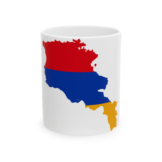 Flag-map of Armenia precise boundaries (Armenia) White Coffee Mug-11oz-Go Mug Yourself
