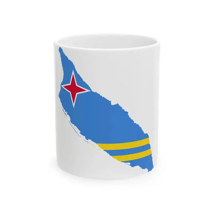 Flag-map of Aruba (Netherlands) White Coffee Mug 11oz - Go Mug Yourself
