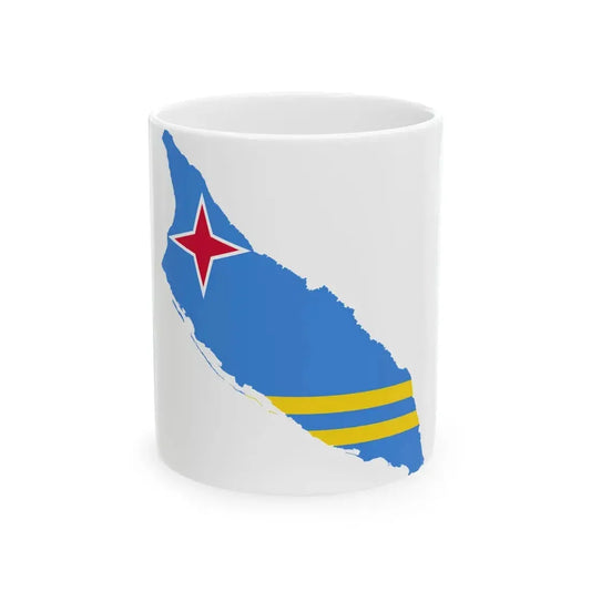 Flag-map of Aruba (Netherlands) White Coffee Mug 11oz - Go Mug Yourself