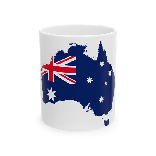 Flag-map of Australia (Australia) White Coffee Mug-11oz-Go Mug Yourself