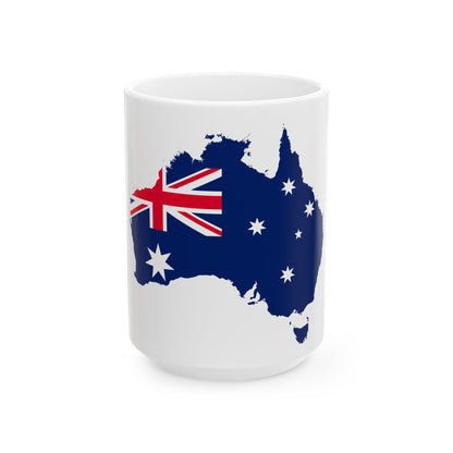 Flag-map of Australia (Australia) White Coffee Mug-15oz-Go Mug Yourself