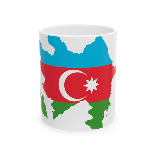 Flag-map of Azerbaijan (Azerbaijan) White Coffee Mug-11oz-Go Mug Yourself