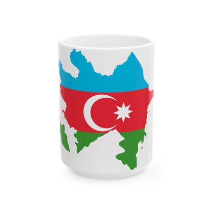 Flag-map of Azerbaijan (Azerbaijan) White Coffee Mug-15oz-Go Mug Yourself