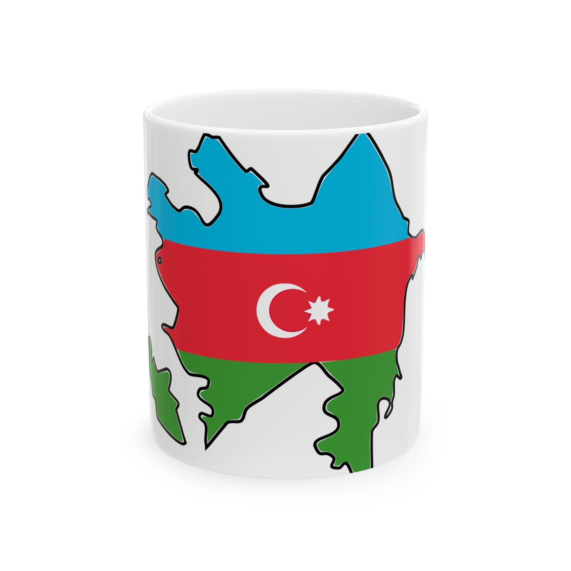 Flag map of Azerbaijan with Baku and Lankaran (Azerbaijan) White Coffee Mug-11oz-Go Mug Yourself