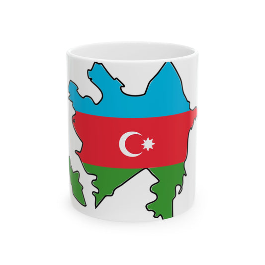 Flag map of Azerbaijan with Baku and Lankaran (Azerbaijan) White Coffee Mug-11oz-Go Mug Yourself