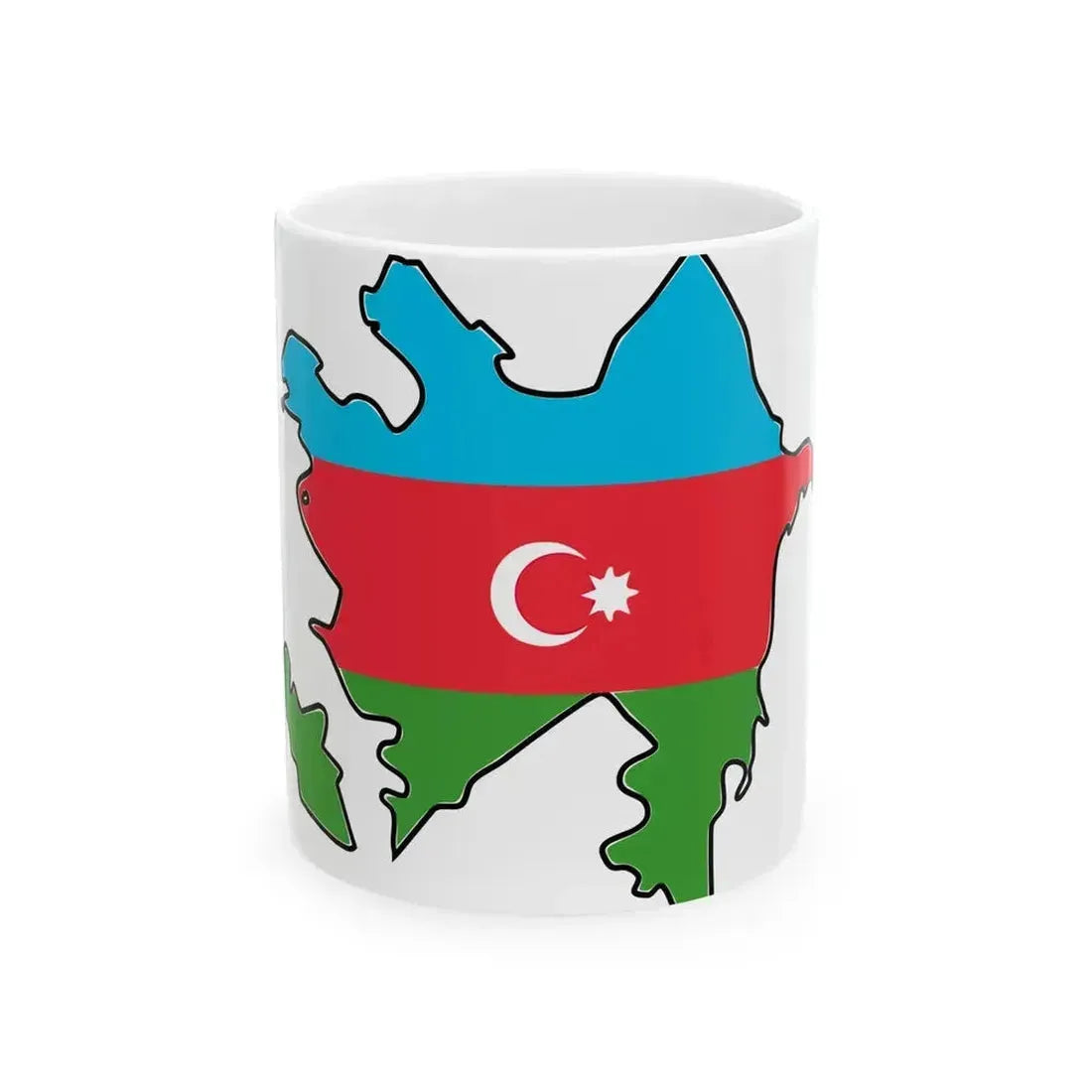 Flag map of Azerbaijan with Baku and Lankaran (Azerbaijan) White Coffee Mug 11oz - Go Mug Yourself