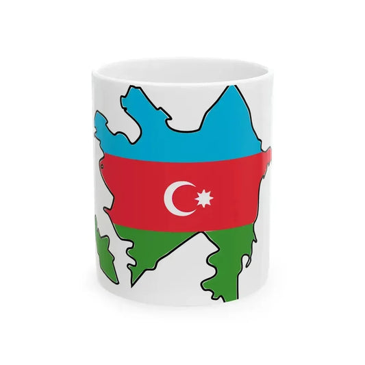 Flag map of Azerbaijan with Baku and Lankaran (Azerbaijan) White Coffee Mug 11oz - Go Mug Yourself