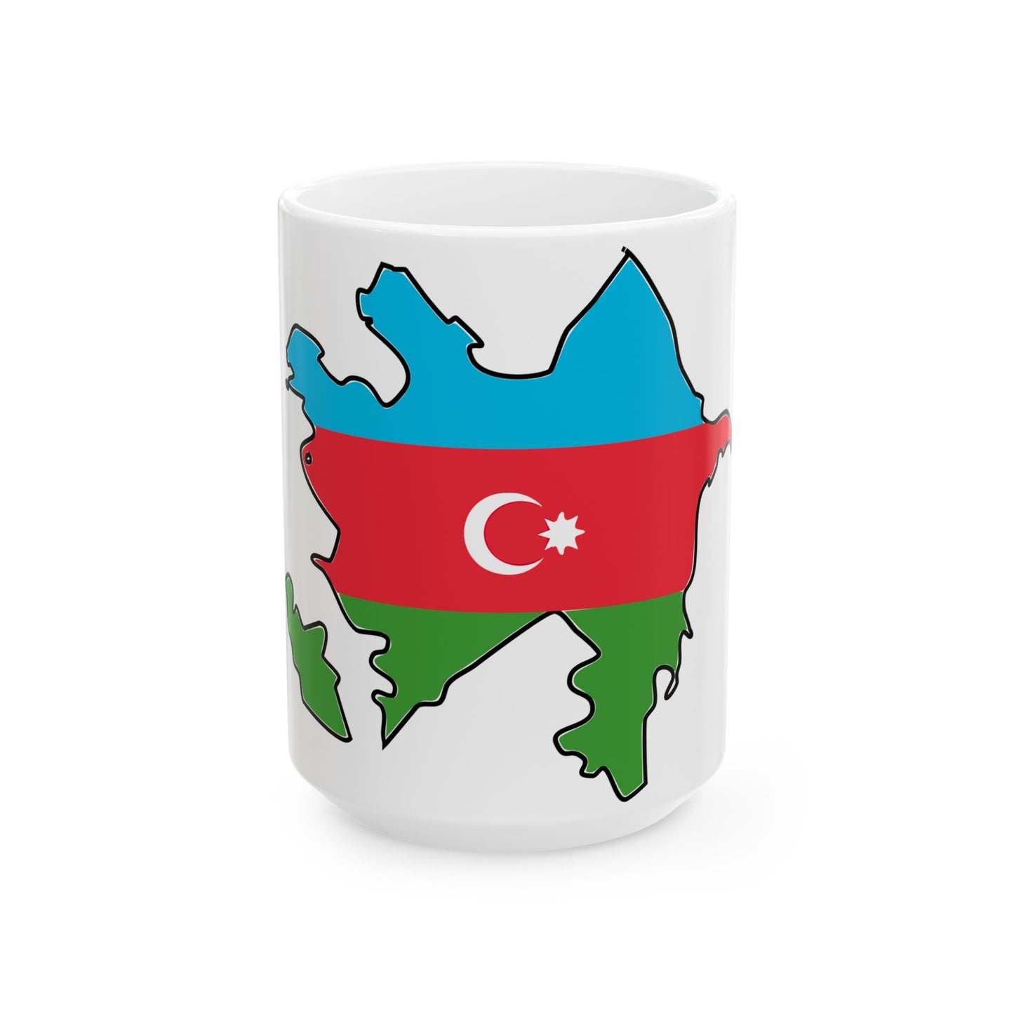 Flag map of Azerbaijan with Baku and Lankaran (Azerbaijan) White Coffee Mug-15oz-Go Mug Yourself