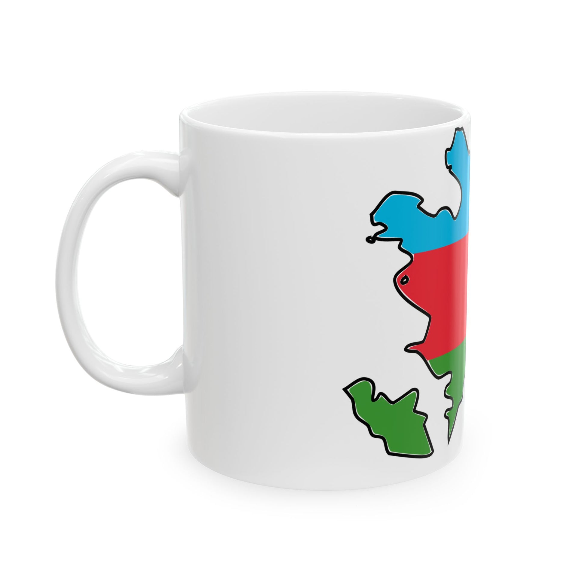 Flag map of Azerbaijan with Baku and Lankaran (Azerbaijan) White Coffee Mug-Go Mug Yourself