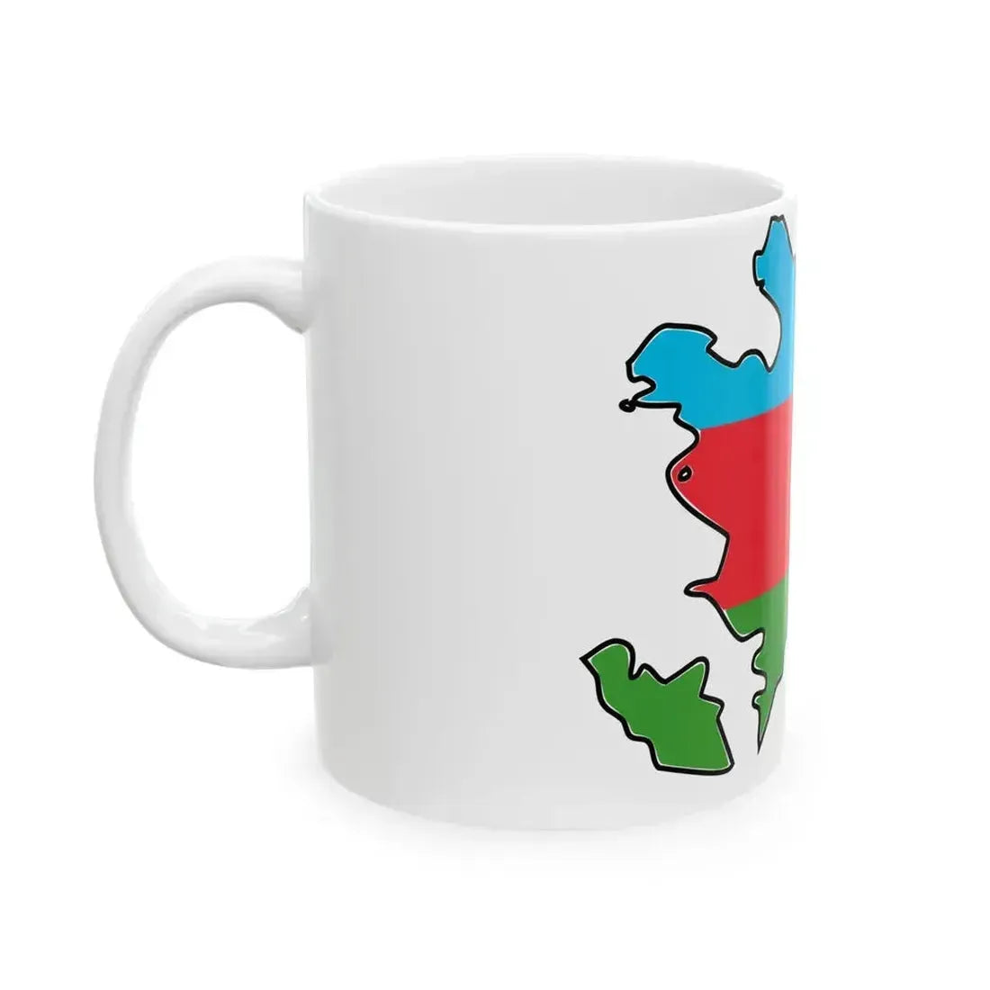 Flag map of Azerbaijan with Baku and Lankaran (Azerbaijan) White Coffee Mug - Go Mug Yourself