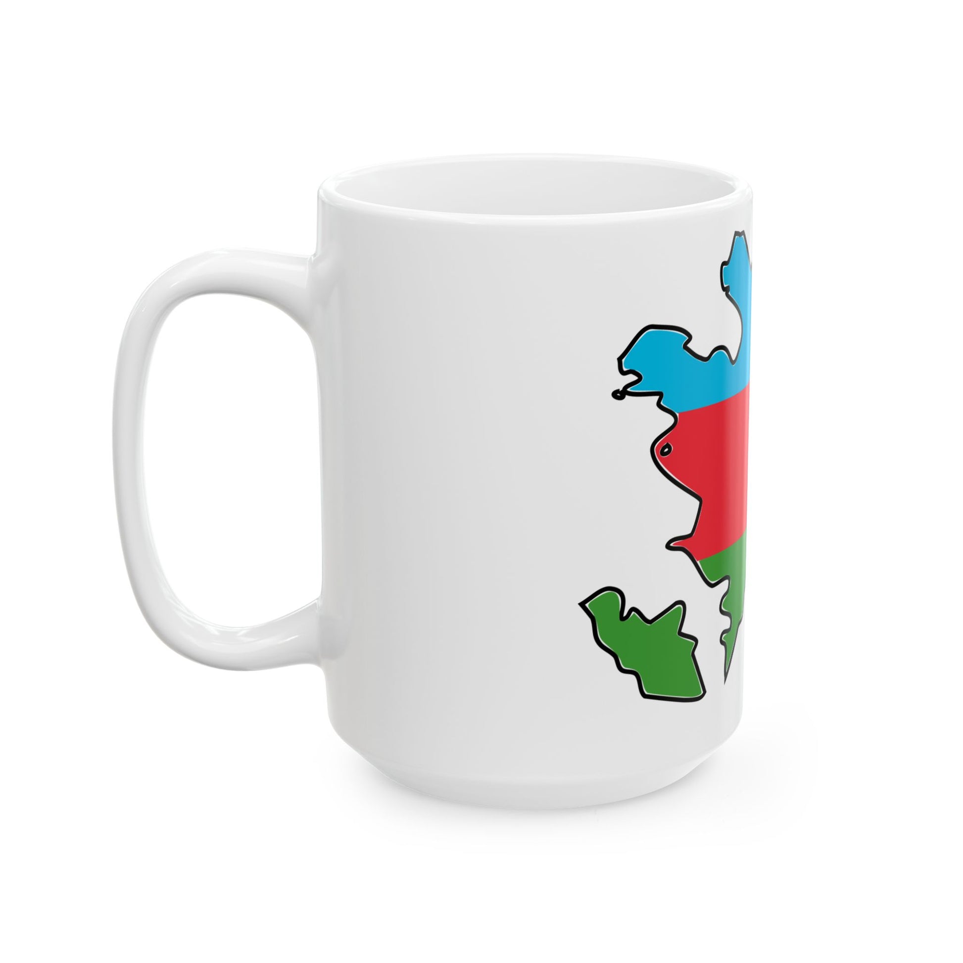 Flag map of Azerbaijan with Baku and Lankaran (Azerbaijan) White Coffee Mug-Go Mug Yourself