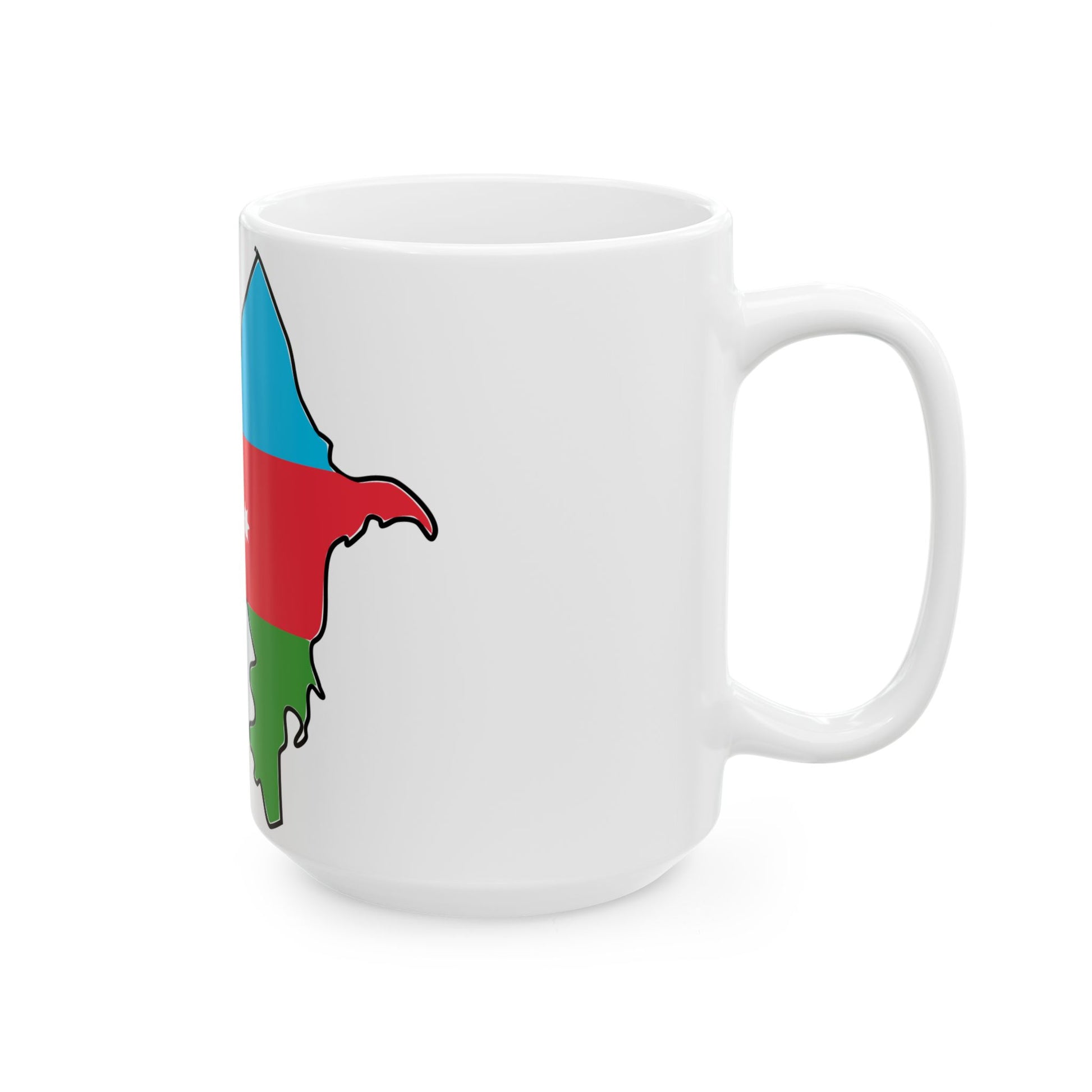 Flag map of Azerbaijan with Baku and Lankaran (Azerbaijan) White Coffee Mug-Go Mug Yourself