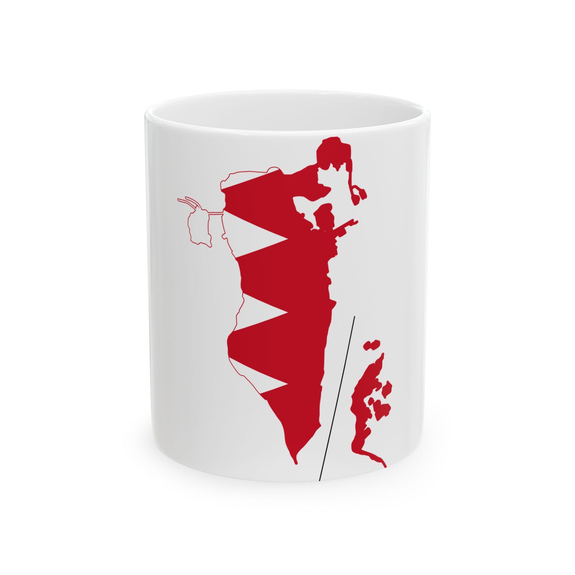 Flag-map of Bahrain (Bahrain) White Coffee Mug-11oz-Go Mug Yourself