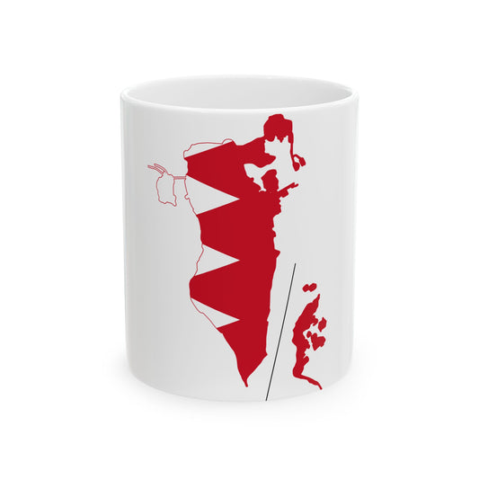 Flag-map of Bahrain (Bahrain) White Coffee Mug-11oz-Go Mug Yourself