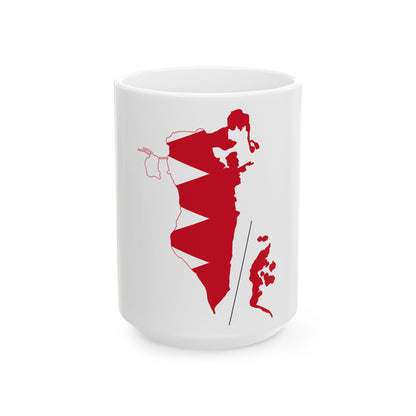 Flag-map of Bahrain (Bahrain) White Coffee Mug-15oz-Go Mug Yourself