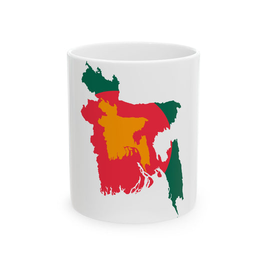 Flag-map of Bangladesh 1971-1972 (Bangladesh) White Coffee Mug-11oz-Go Mug Yourself