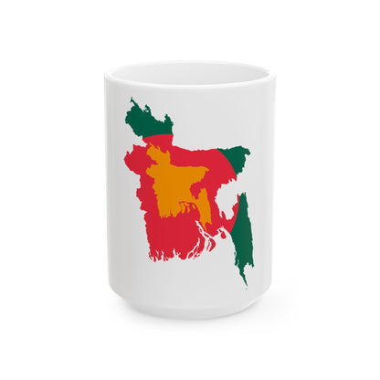 Flag-map of Bangladesh 1971-1972 (Bangladesh) White Coffee Mug-15oz-Go Mug Yourself