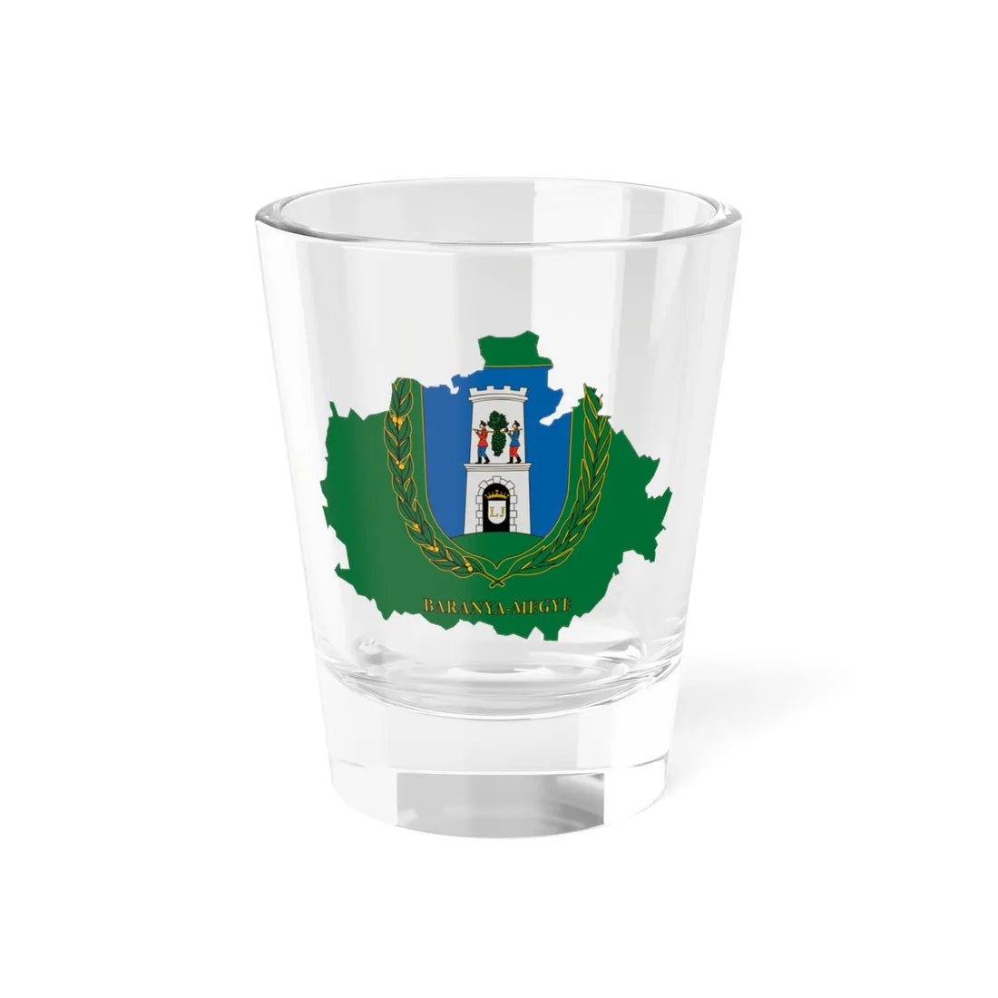 Flag-map of Baranya County (Hungary) Shot Glass 1.5oz 1.5oz - Go Mug Yourself