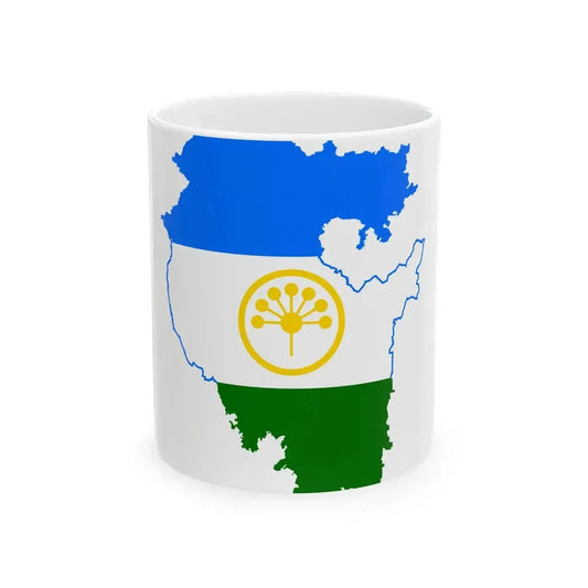 Flag-map of Bashkortostan (Russia) White Coffee Mug 11oz - Go Mug Yourself