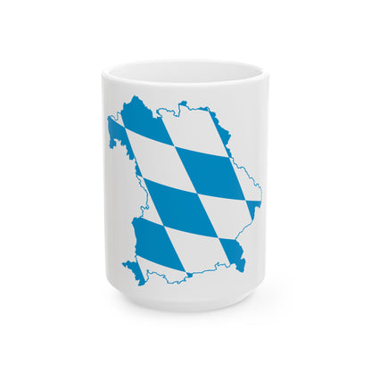 Flag map of Bavaria (Germany) White Coffee Mug-15oz-Go Mug Yourself